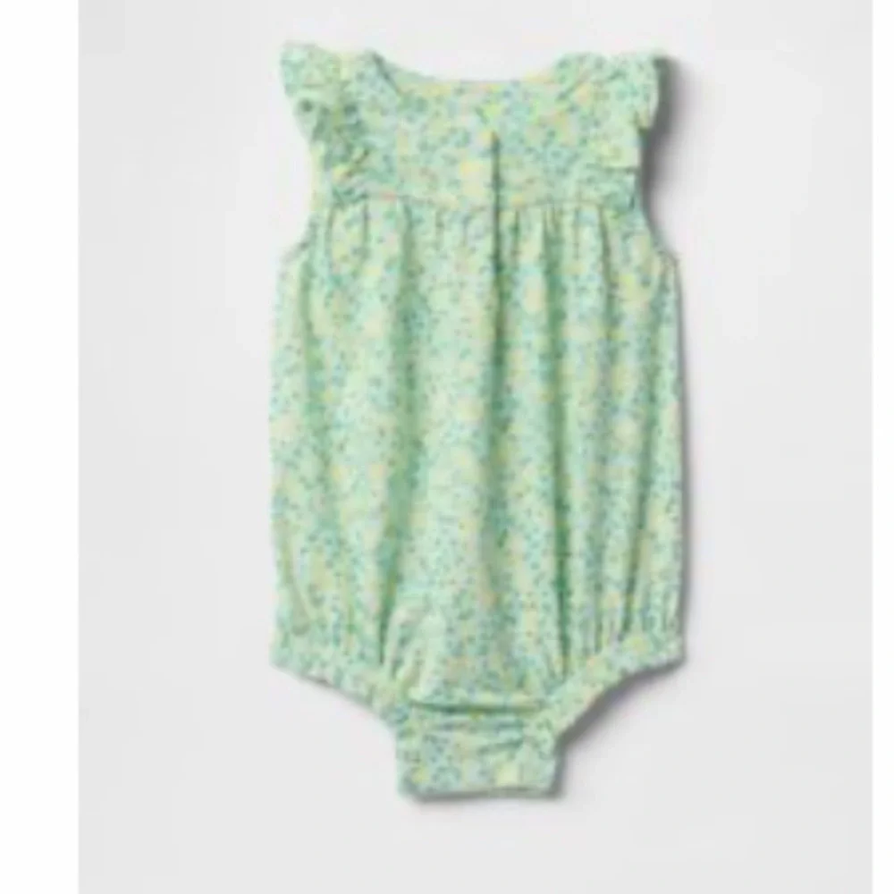NWT GAP Baby Ruffle Shorty Spring Floral Green Yellow One Piece 0 - 3 Months